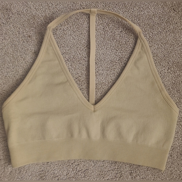 CSB Crop Shop Boutique x Isabelle Mathers Issy Crop Sports Bra in Oat Beige NWOT - Picture 3 of 4